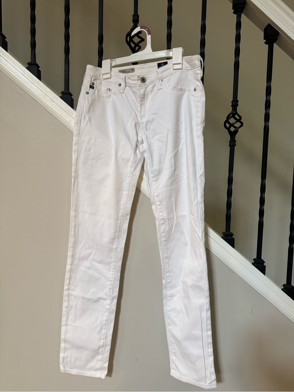 Ag Adriano Goldschmied White Straight Leg Jeans